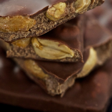 Tablette Mendiant - Chocolat Lait 40% / Gianduja Cacahuète