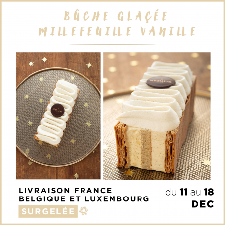 [LIVRAISON 11-18 DEC.] Bûche Fraise Lait d'Amande (8 pers.)