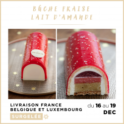 [LIVRAISON 11-18 DEC.] Bûche Fraise Lait d'Amande (8 pers.)