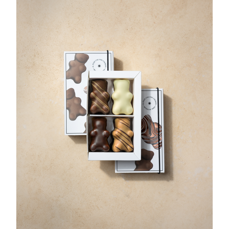 COFFRET OURSONS GUIMAUVE VANILLE PRALINÉS (8 PIÈCES)